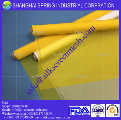 110T-40um ((280mesh) malla de estiramiento de poliéster amarillo / malla de impresión en pantalla de poliéster